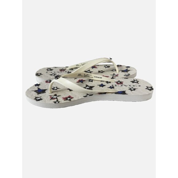 Coach Abbigail 8B Flip Flops Red White Blue Stars Americana Rubber Chalk Summer - Picture 8 of 16